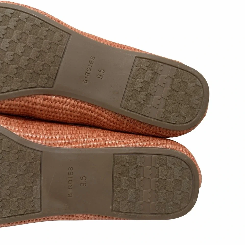 Birdies The Startling Raffia Flats Womens US 9.5 Coral Comfort Slip On Shoe NWOB